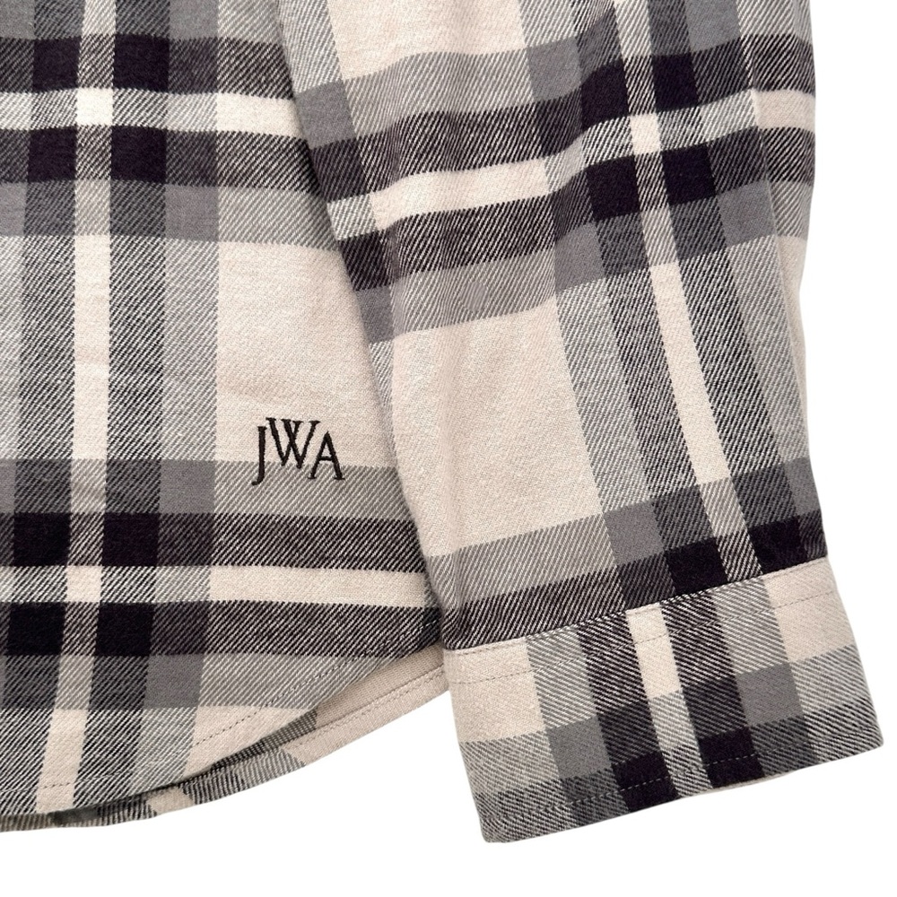 JW Anderson x Uniqlo Gray Brown Plaid Button Up Flannel Shirt sz M - Picture 5 of 8